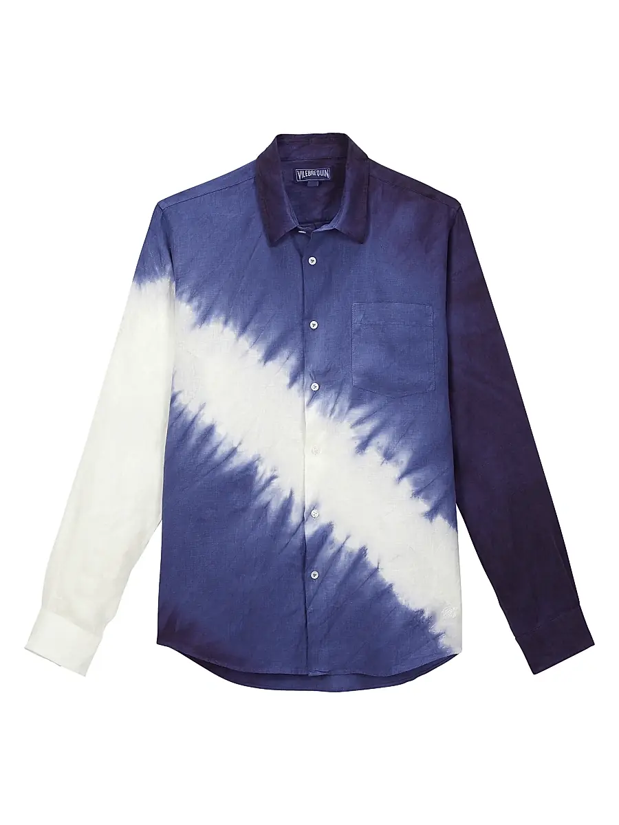 Vilebrequin Men's Graphic Linen Button-Front Shirt - Faience - Size XL | Image 1 Vilebrequin Men's Graphic Linen Button-Front Shirt - Faience - Size XL | Image 1