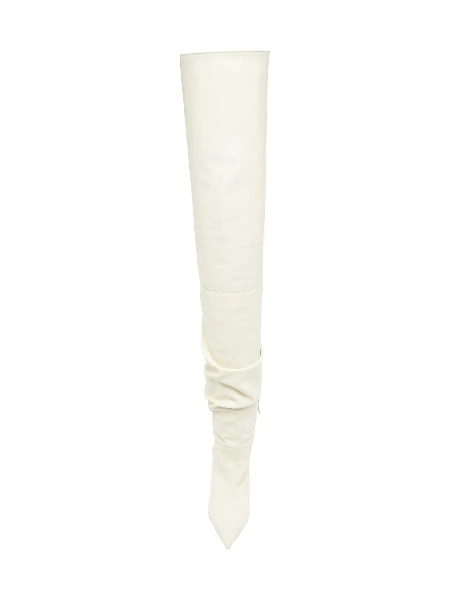 Amina Muaddi Women's Olivia 95MM Leather Thigh-High Boots | Thumbnail 4
