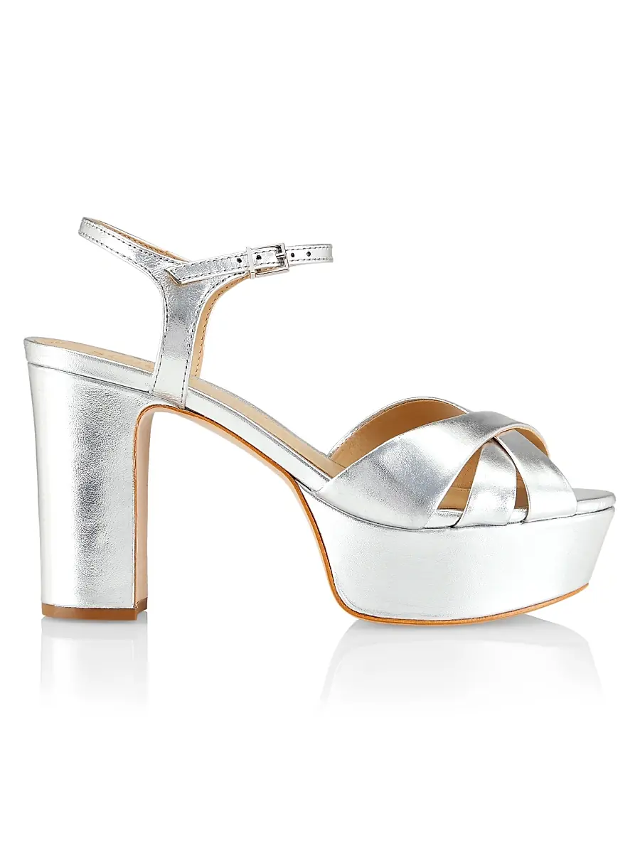 Schutz Women's Keefa Metallic Leather Platform Sandals - Prata | Image 1 Schutz Women's Keefa Metallic Leather Platform Sandals - Prata | Image 1