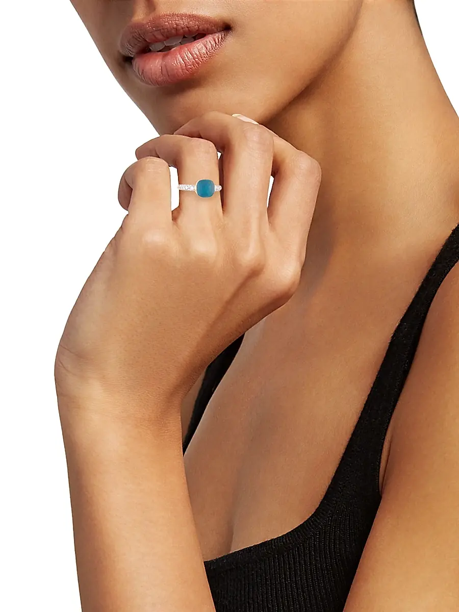 Pomellato Women's Nudo 18K Two-Tone Gold, London Blue Topaz Doublet & Diamond Petite Ring - White Gold | Thumbnail 2 Pomellato Women's Nudo 18K Two-Tone Gold, London Blue Topaz Doublet & Diamond Petite Ring - White Gold | Thumbnail 2