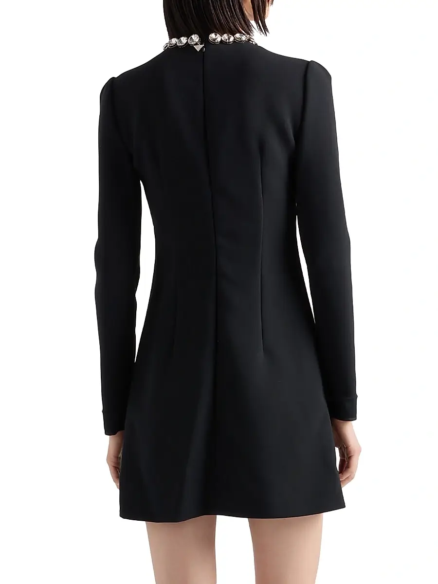Prada Women's Embroidered Sable Compact Short Dress - Black | Thumbnail 3 Prada Women's Embroidered Sable Compact Short Dress - Black | Thumbnail 3