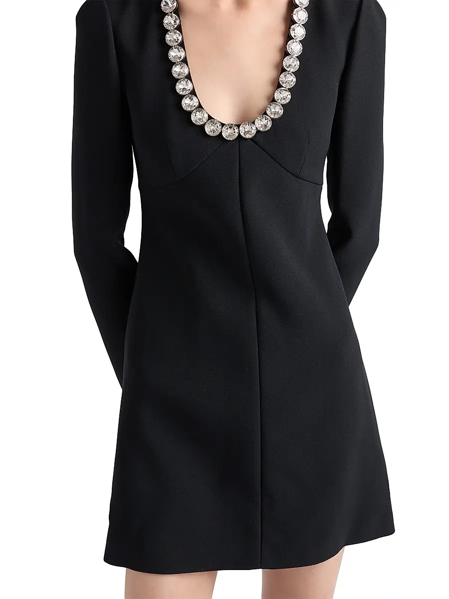 Prada Women's Embroidered Sable Compact Short Dress - Black | Thumbnail 4 Prada Women's Embroidered Sable Compact Short Dress - Black | Thumbnail 4
