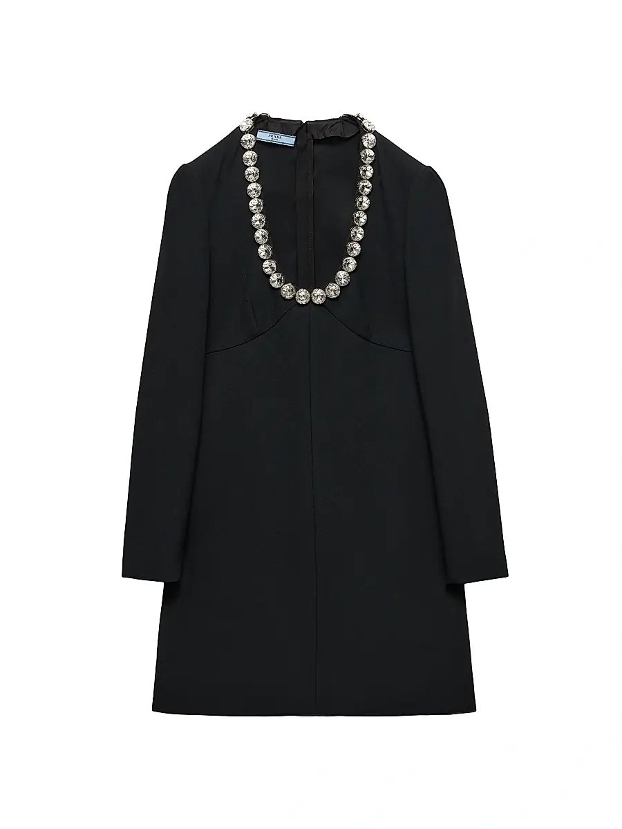Women's Embroidered Sable Compact Short Dress - Black