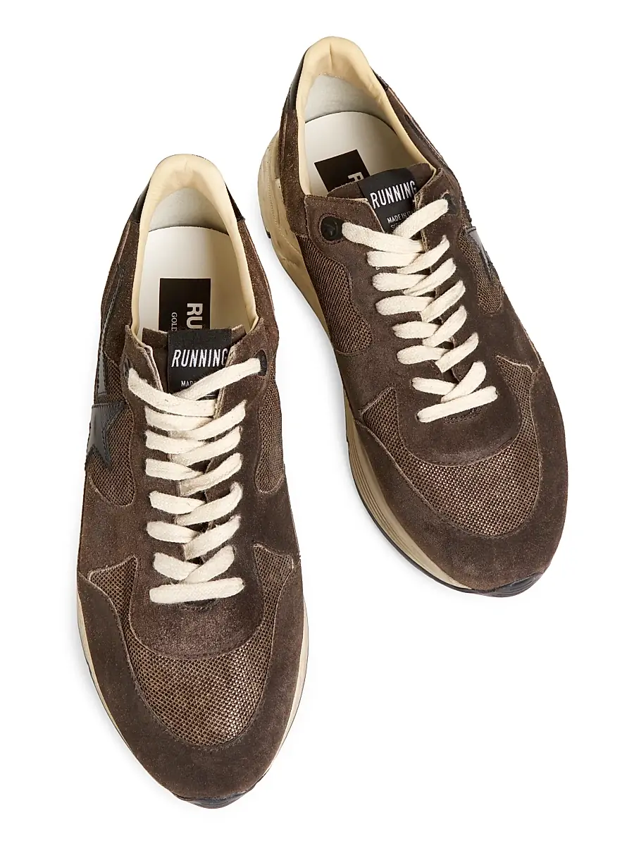 Golden Goose Men's Running Sole Leopard-Star Leather Sneakers | Thumbnail 4