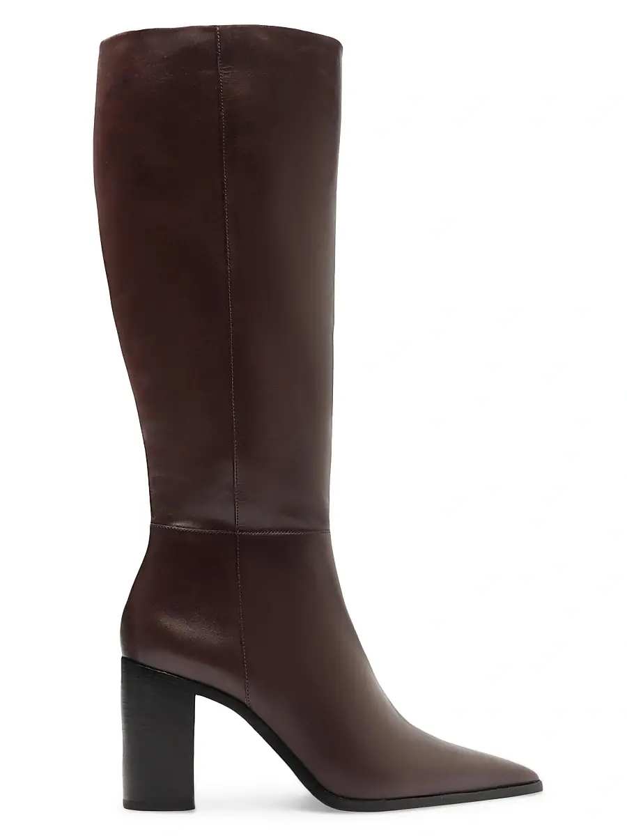 Schutz Women's Mikki 85MM Block-Heel Leather Boots - Dark Chocolate | Image 1 Schutz Women's Mikki 85MM Block-Heel Leather Boots - Dark Chocolate | Image 1