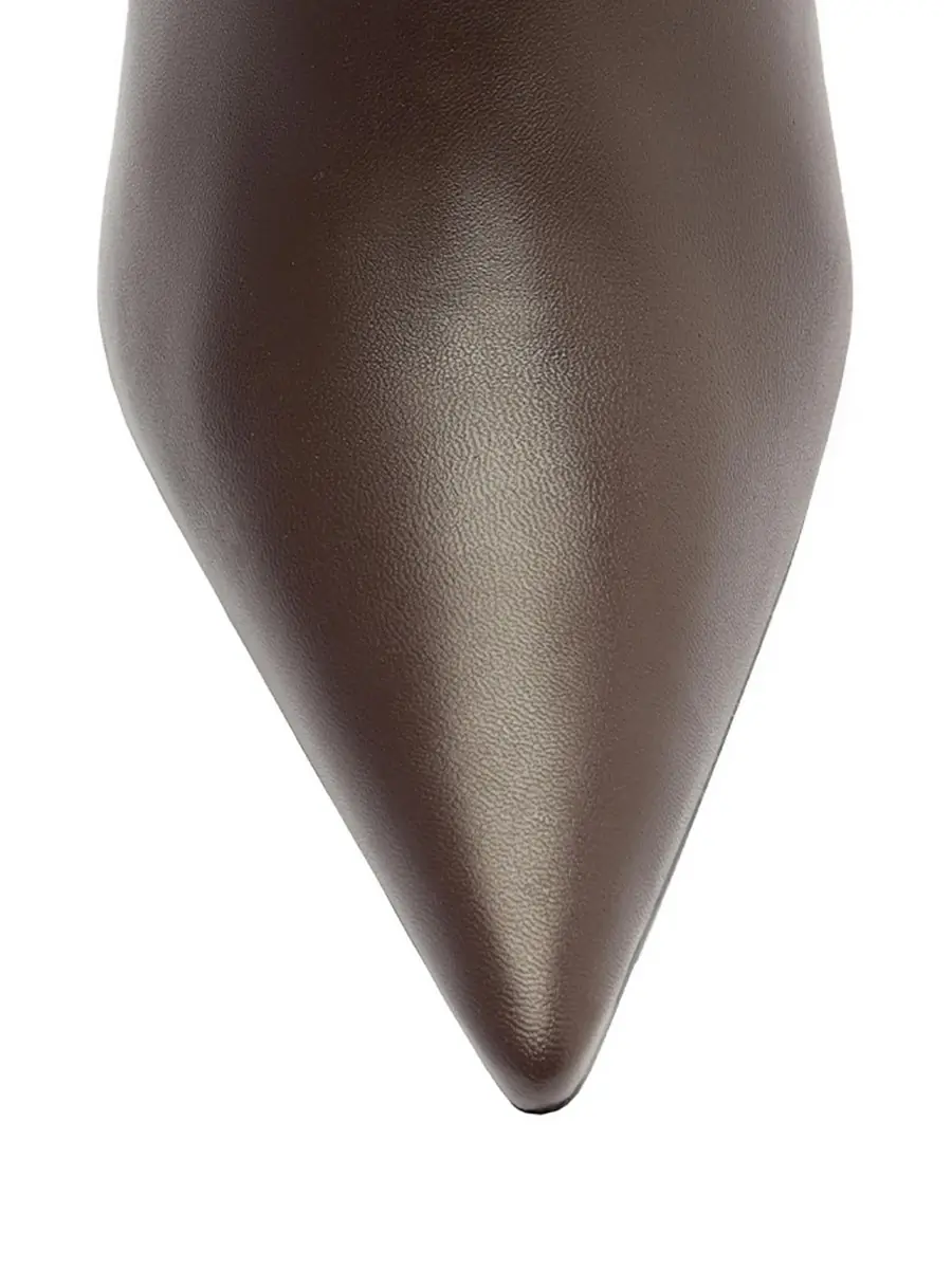 Schutz Women's Mikki 85MM Leather Stiletto Booties - Dark Chocolate | Thumbnail 4 Schutz Women's Mikki 85MM Leather Stiletto Booties - Dark Chocolate | Thumbnail 4