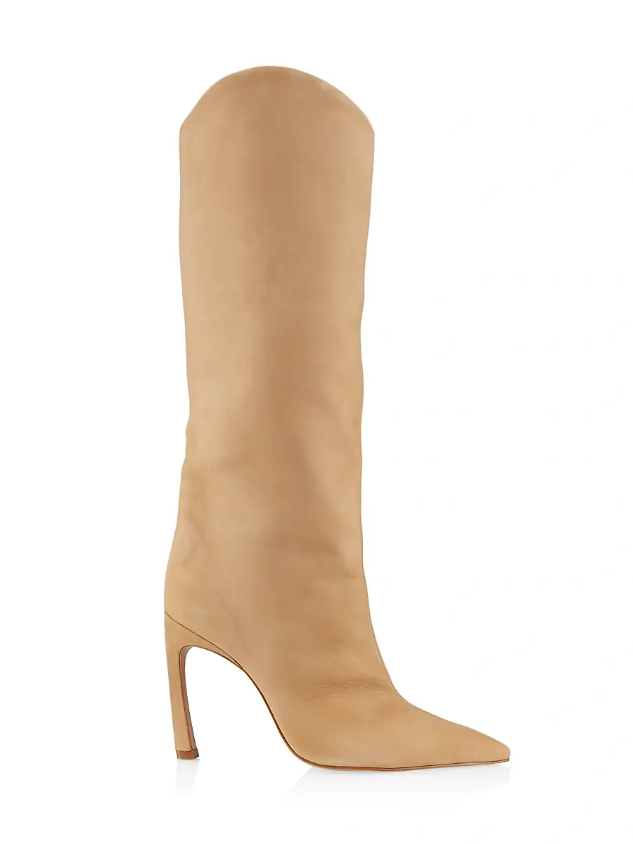 Schutz Women's Maryana Nubuck Knee-High Boots - Light Beige | Image 1 Schutz Women's Maryana Nubuck Knee-High Boots - Light Beige | Image 1