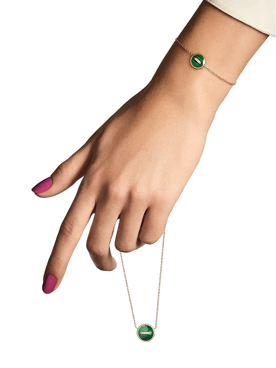 Pomellato Women's Pom Pom Dot 18K Rose Gold, Malachite & 0.05 TCW Diamond Button Pendant Necklace - Rose Gold | Thumbnail 2