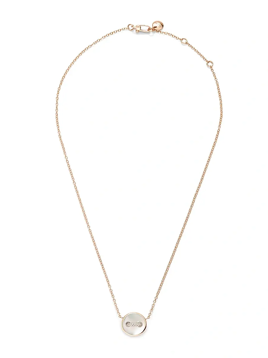 Pomellato Women's Pom Pom Dot 18K Rose Gold, Mother-Of-Pearl & 0.05 TCW Diamond Button Pendant Necklace - Rose Gold | Thumbnail 3
