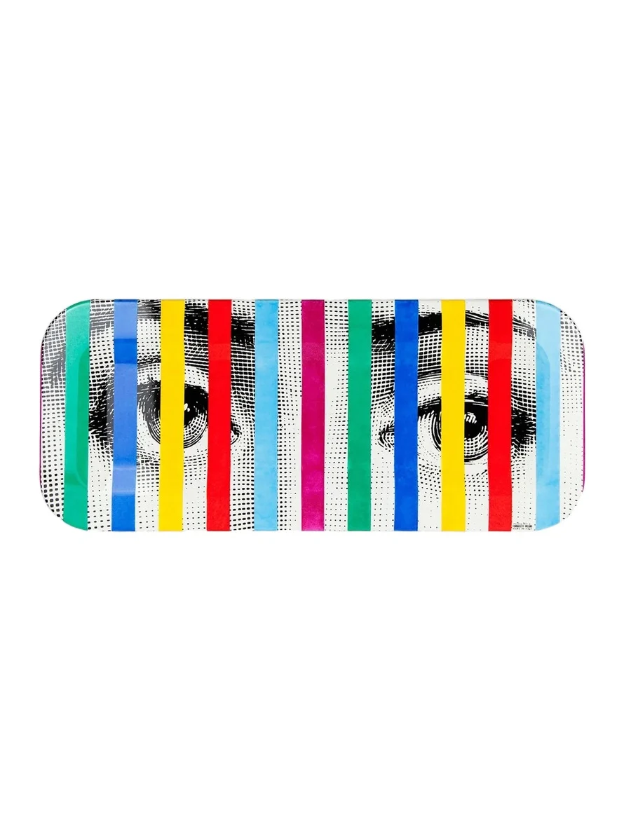 FORNASETTI Face Stripes Printed Wood Tray