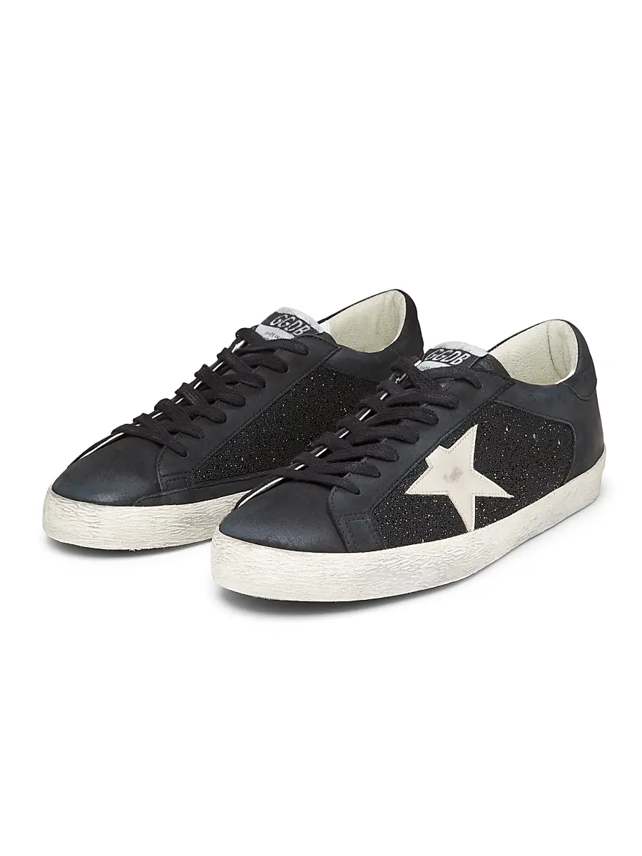 Golden Goose Men's Super Star Crystal-Embellished Leather Sneakers | Thumbnail 2 Golden Goose Men's Super Star Crystal-Embellished Leather Sneakers | Thumbnail 2