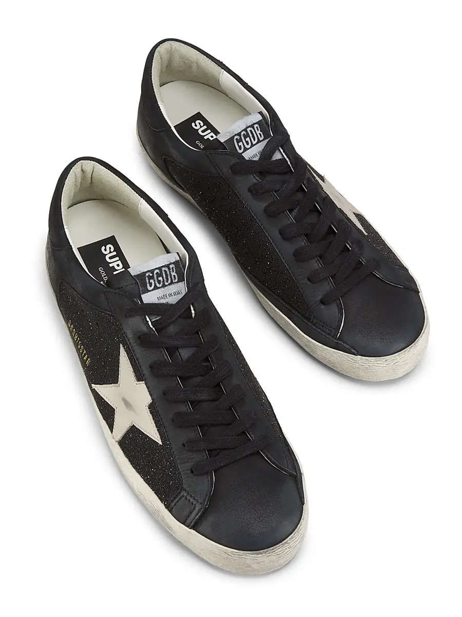 Golden Goose Men's Super Star Crystal-Embellished Leather Sneakers | Thumbnail 4 Golden Goose Men's Super Star Crystal-Embellished Leather Sneakers | Thumbnail 4