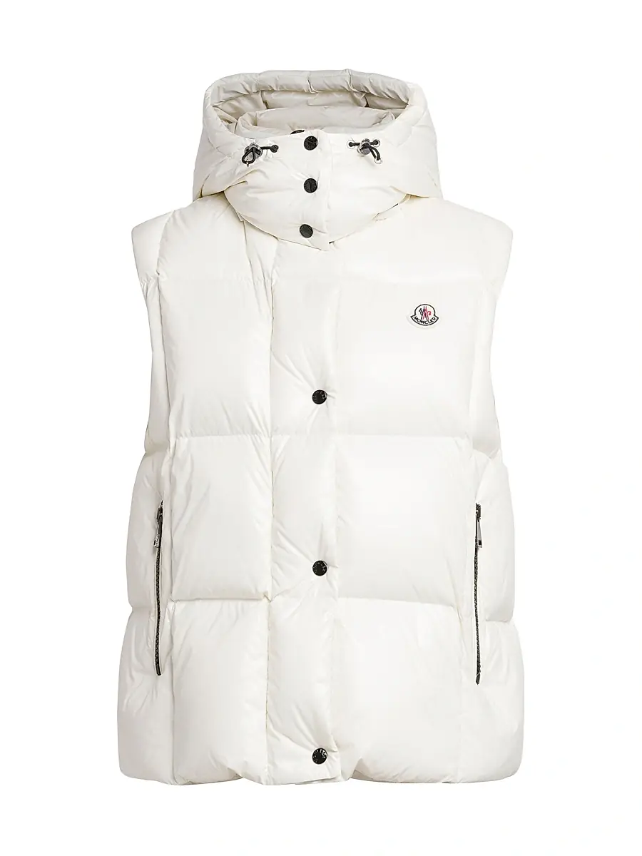 Moncler Women's Luzule Down Vest with Detachable Hood - White | Image 1 Moncler Women's Luzule Down Vest with Detachable Hood - White | Image 1