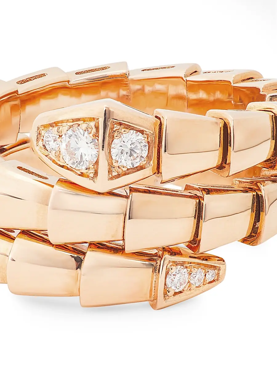 BVLGARI Women's Serpenti Viper 18K Rose Gold & Diamond 2-Coil Ring - Rose Gold | Thumbnail 4 BVLGARI Women's Serpenti Viper 18K Rose Gold & Diamond 2-Coil Ring - Rose Gold | Thumbnail 4