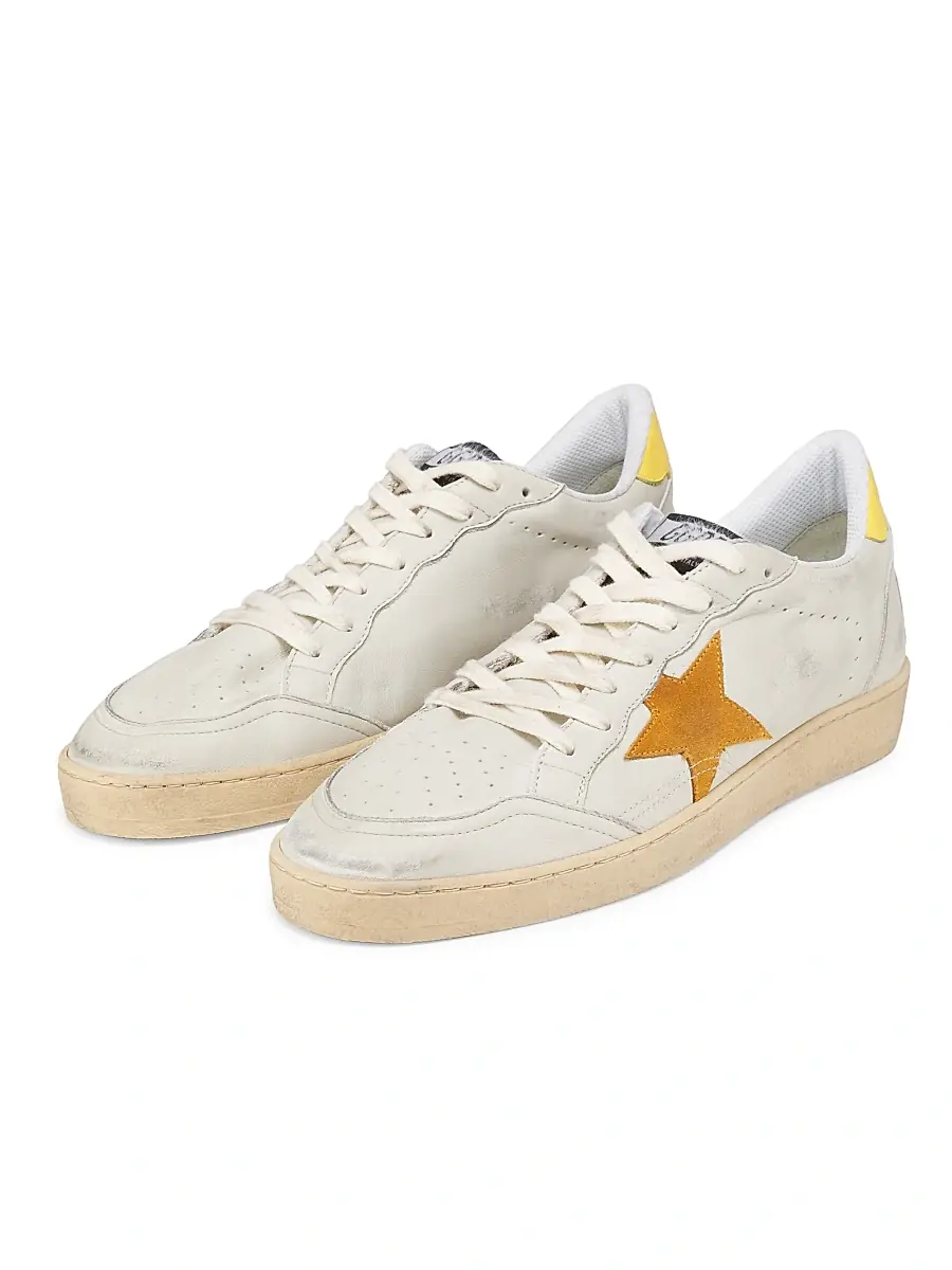 Golden Goose Men's Ball Star Leather & Suede Sneakers - White Cathay Spice Mimosa | Thumbnail 2