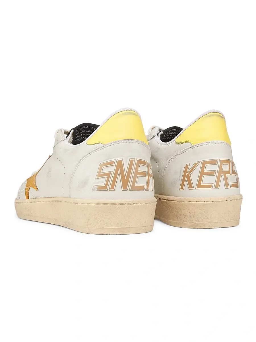 Golden Goose Men's Ball Star Leather & Suede Sneakers - White Cathay Spice Mimosa | Thumbnail 3