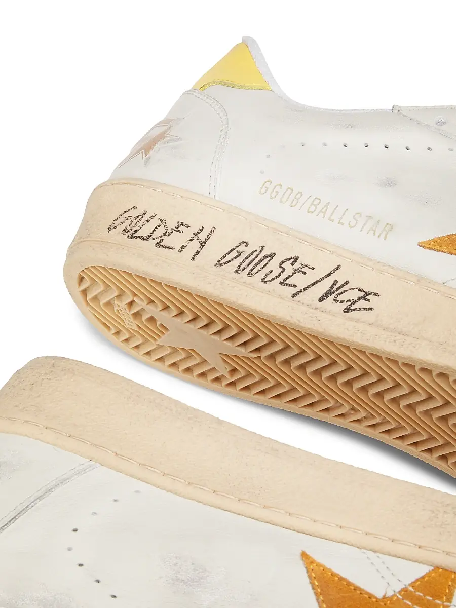 Golden Goose Men's Ball Star Leather & Suede Sneakers - White Cathay Spice Mimosa | Thumbnail 5