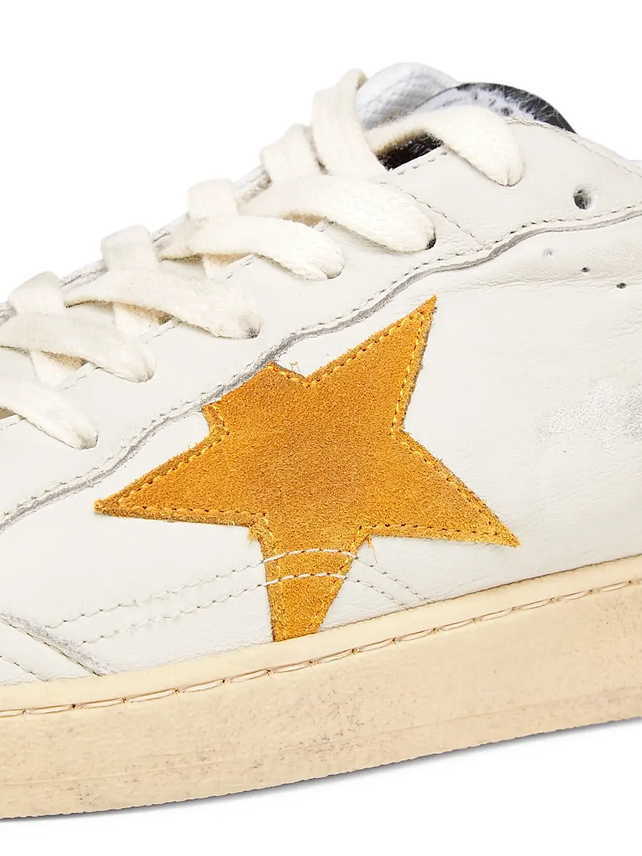 Golden Goose Men's Ball Star Leather & Suede Sneakers - White Cathay Spice Mimosa | Thumbnail 6