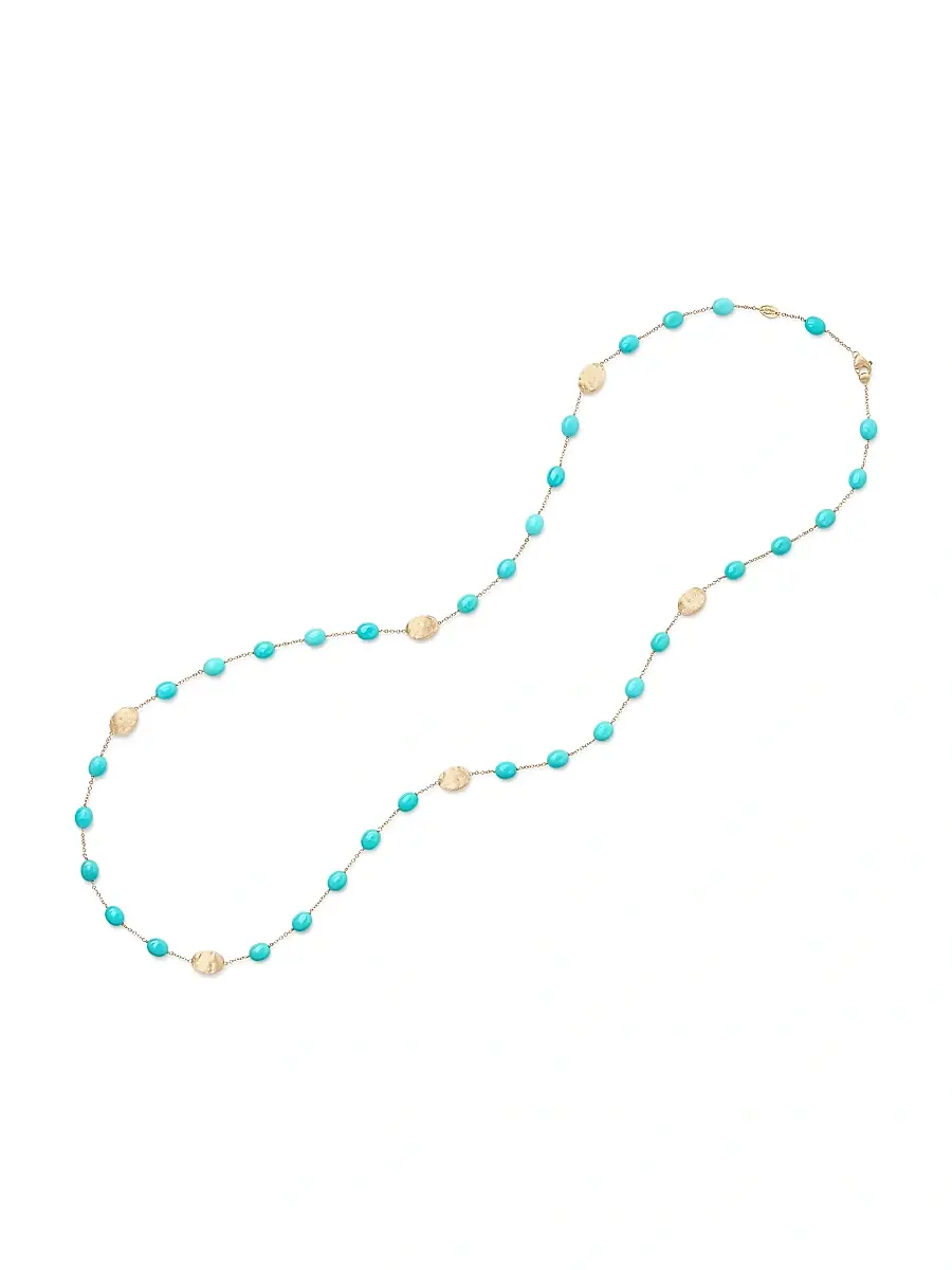 Marco Bicego Women's Siviglia 18K Yellow Gold & Turquoise Long Necklace - Yellow Gold | Image 1 Marco Bicego Women's Siviglia 18K Yellow Gold & Turquoise Long Necklace - Yellow Gold | Image 1