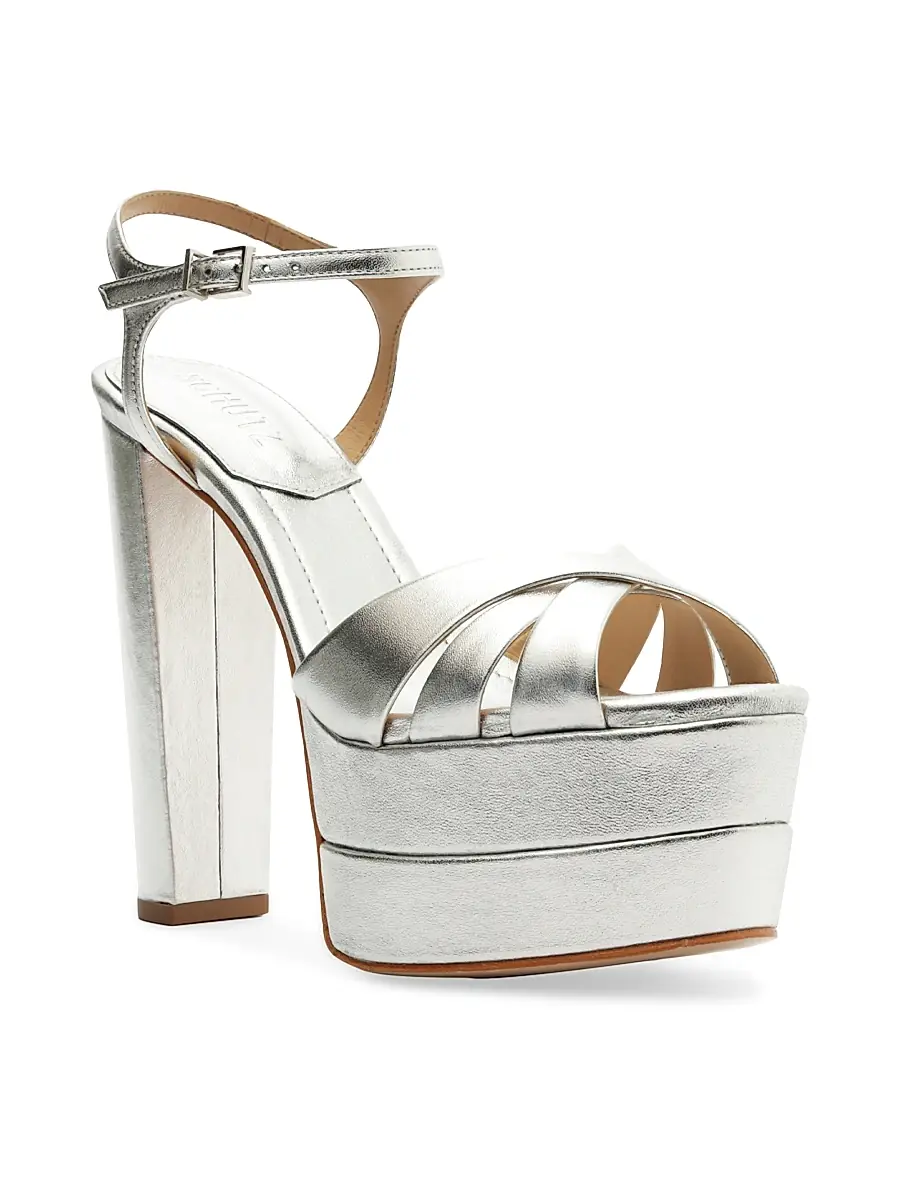 Schutz Women's Keefa 140MM Metallic Leather Platform Sandals | Thumbnail 2 Schutz Women's Keefa 140MM Metallic Leather Platform Sandals | Thumbnail 2