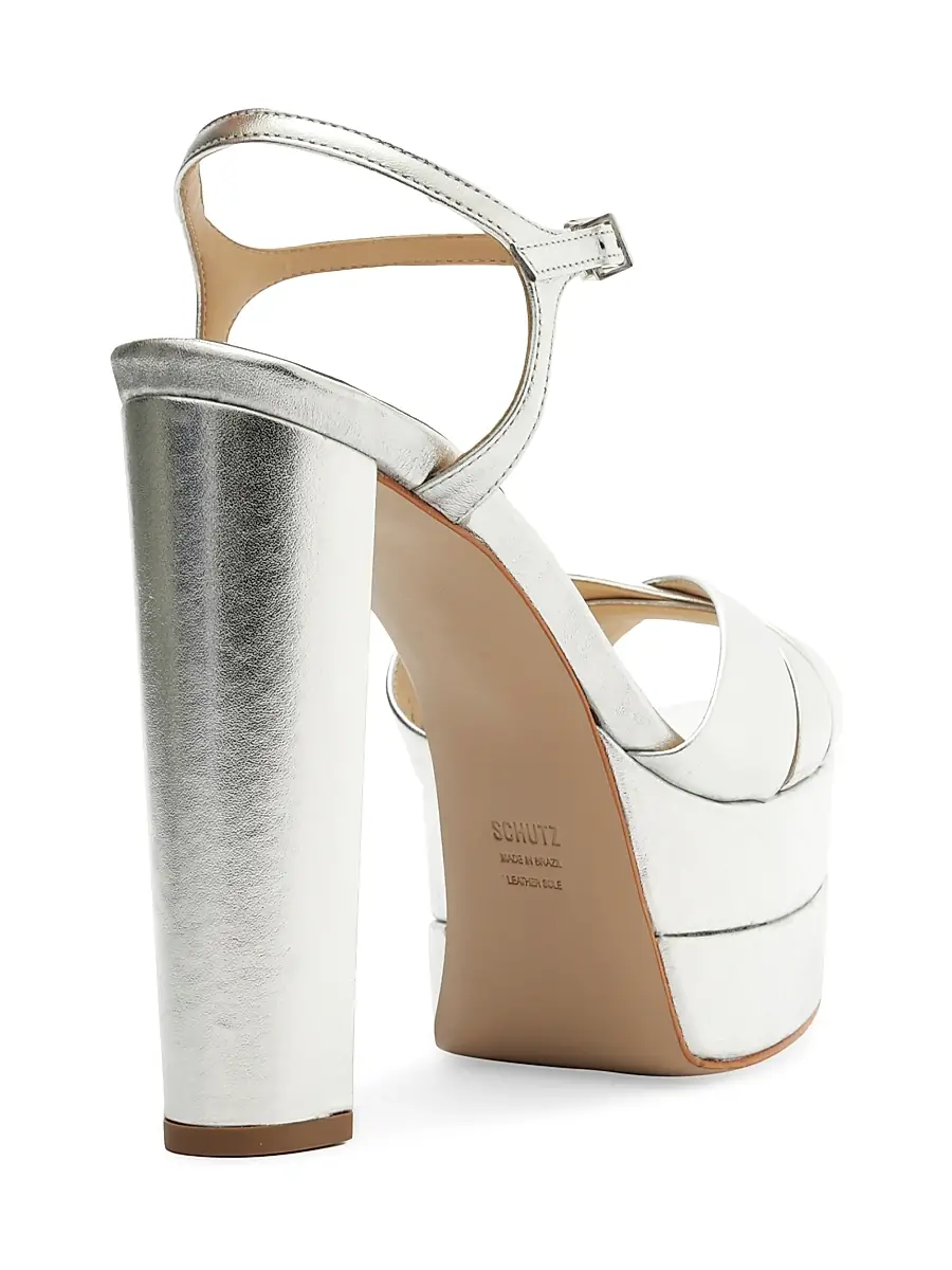 Schutz Women's Keefa 140MM Metallic Leather Platform Sandals | Thumbnail 3 Schutz Women's Keefa 140MM Metallic Leather Platform Sandals | Thumbnail 3