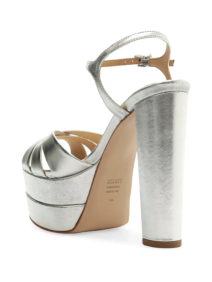 Schutz Women's Keefa 140MM Metallic Leather Platform Sandals | Thumbnail 4 Schutz Women's Keefa 140MM Metallic Leather Platform Sandals | Thumbnail 4