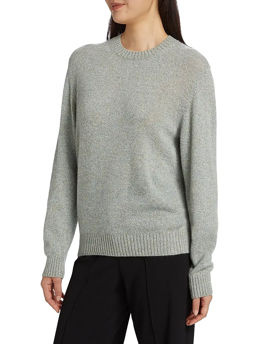Loro Piana Women's Cellio Cashmere Crewneck Sweater - White Snow Star Dust | Thumbnail 3