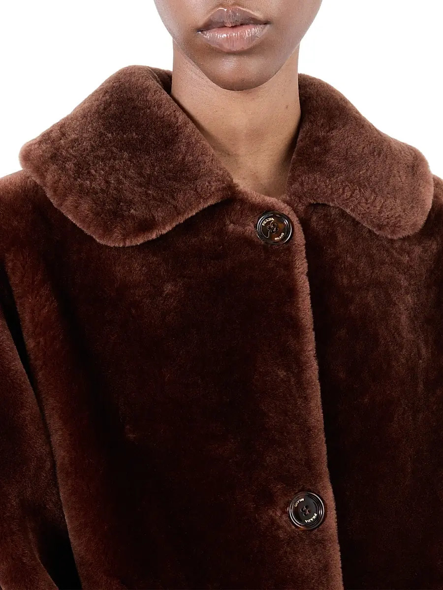 Prada Women's Shearling Caban Jacket - Brown | Thumbnail 3 Prada Women's Shearling Caban Jacket - Brown | Thumbnail 3