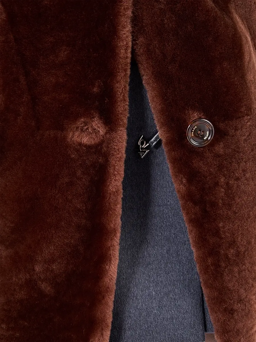 Prada Women's Shearling Caban Jacket - Brown | Thumbnail 4 Prada Women's Shearling Caban Jacket - Brown | Thumbnail 4
