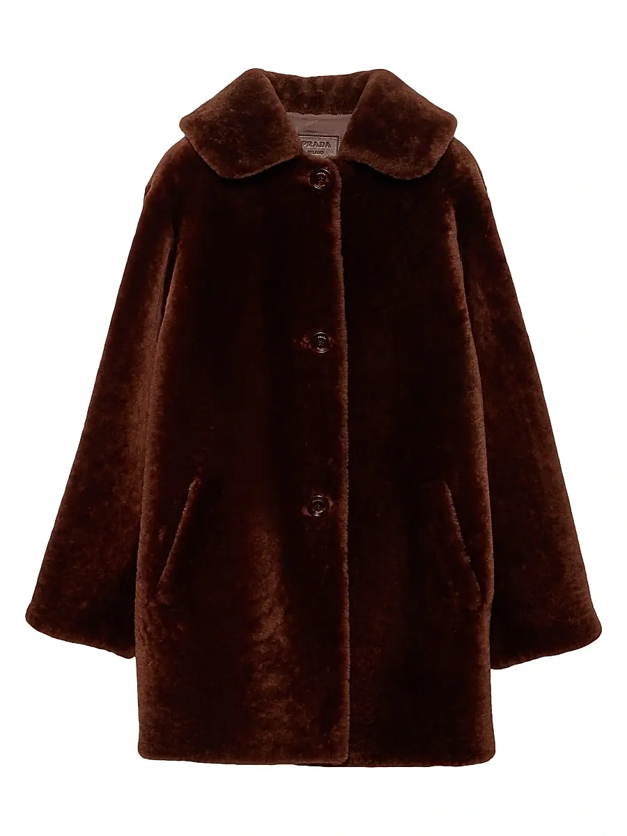 Women's Shearling Caban Jacket - Brown Women's Shearling Caban Jacket - Brown