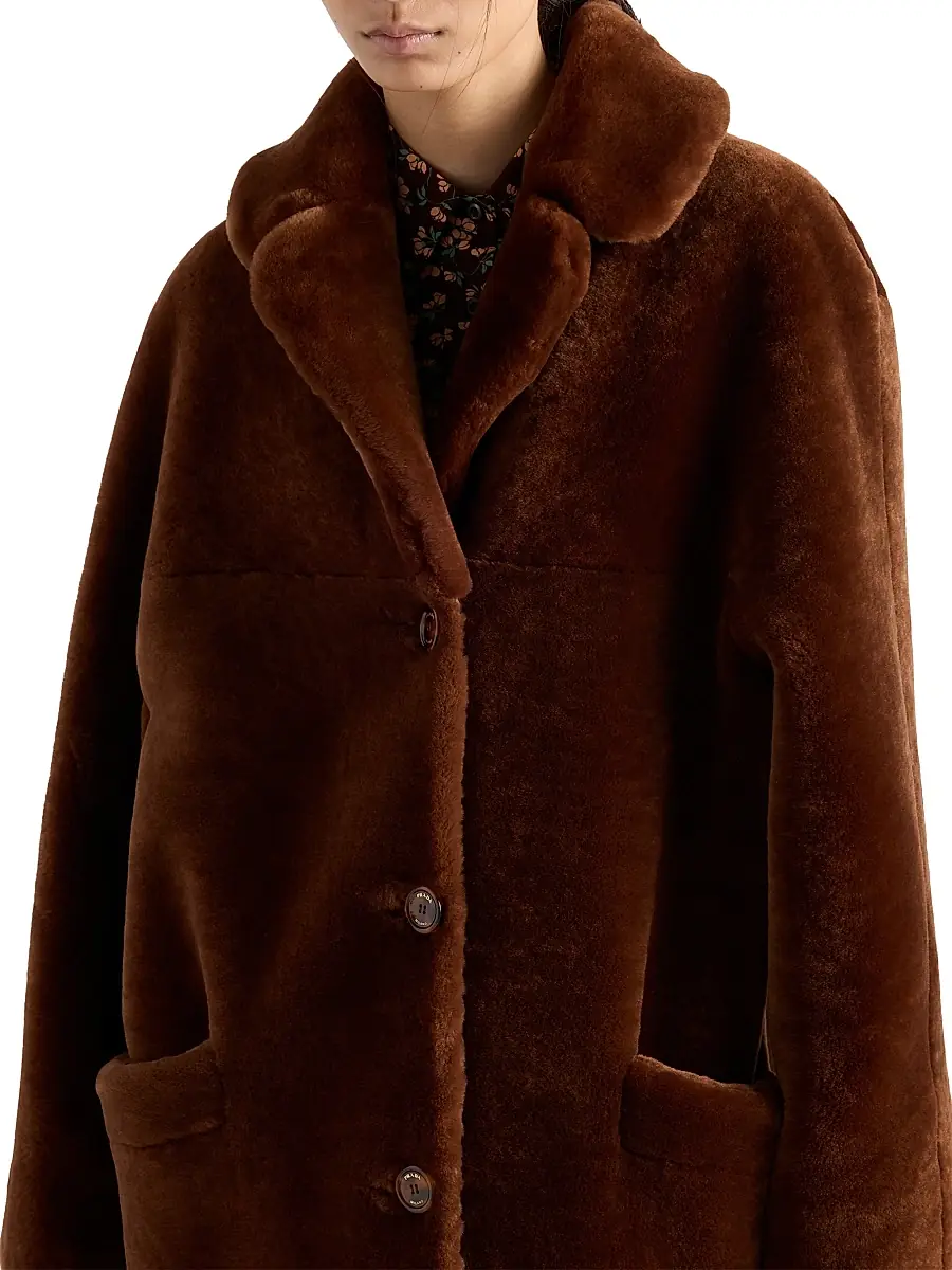 Prada Women's Shearling Coat - Brown | Thumbnail 4 Prada Women's Shearling Coat - Brown | Thumbnail 4