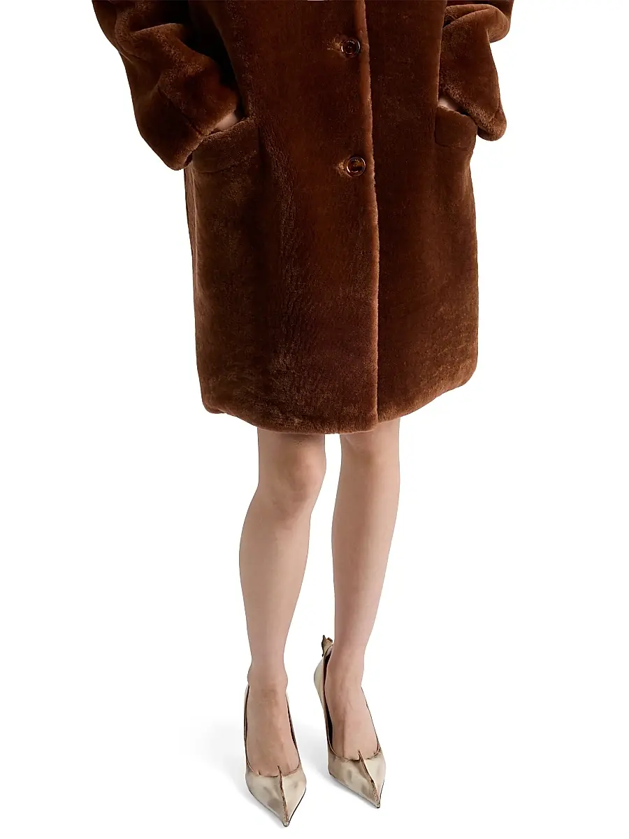Prada Women's Shearling Coat - Brown | Thumbnail 5 Prada Women's Shearling Coat - Brown | Thumbnail 5