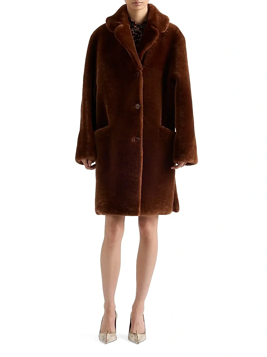 Prada Women's Shearling Coat - Brown | Thumbnail 7 Prada Women's Shearling Coat - Brown | Thumbnail 7