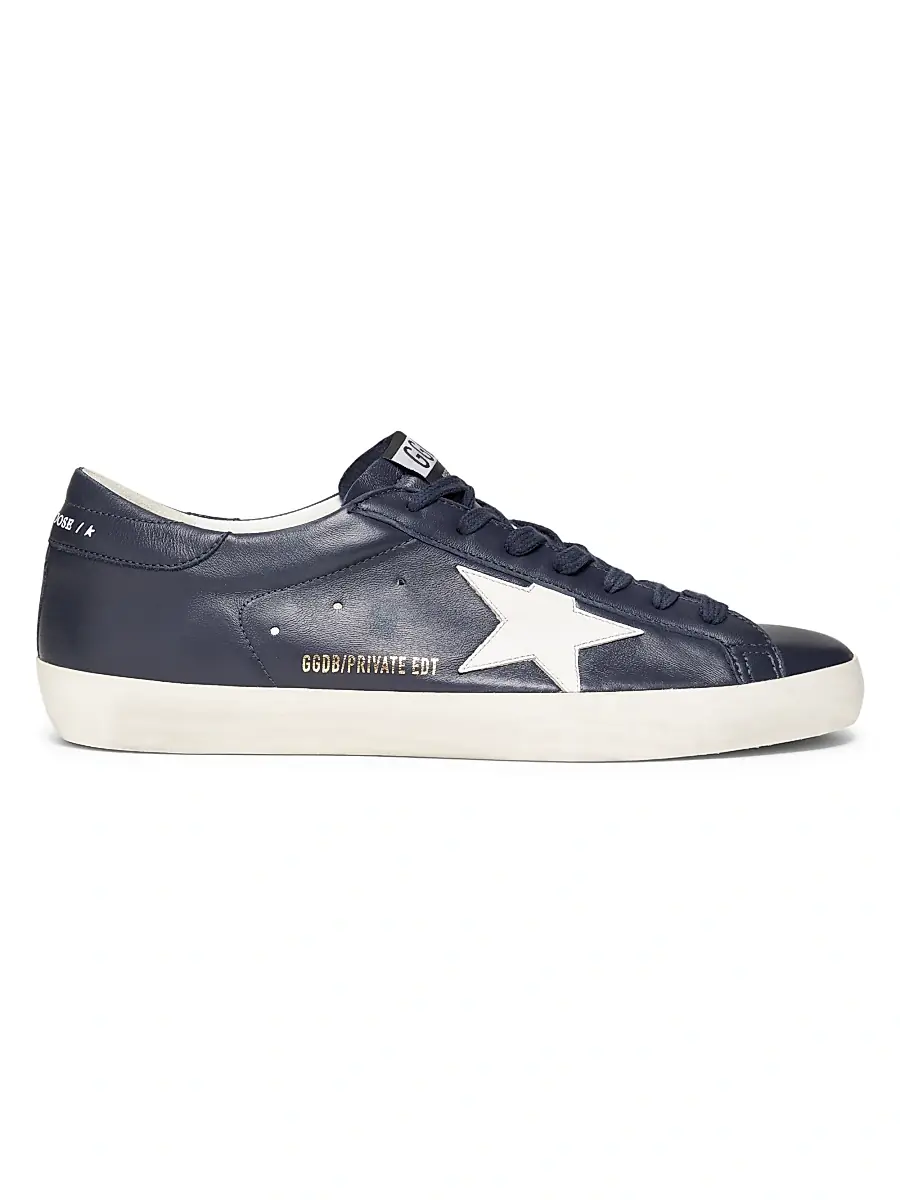 Golden Goose Men's Super Star Leather Low-Top Sneakers - Eclipse Latte | Image 1 Golden Goose Men's Super Star Leather Low-Top Sneakers - Eclipse Latte | Image 1