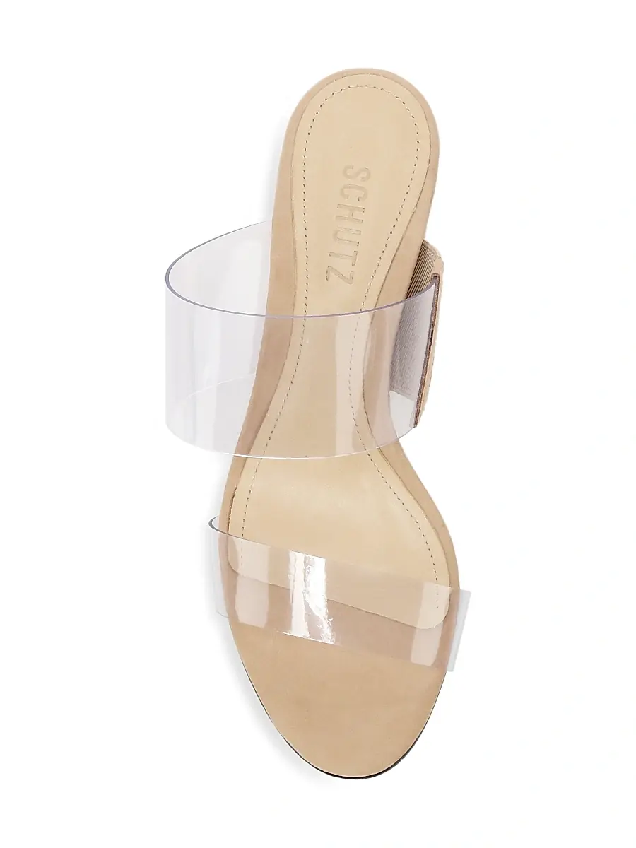 Schutz Women's Victorie Vinyl & Suede Mules - Tan | Thumbnail 5