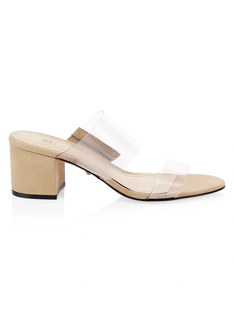 Schutz Women's Victorie Vinyl & Suede Mules - Tan | Image 1 Schutz Women's Victorie Vinyl & Suede Mules - Tan | Image 1