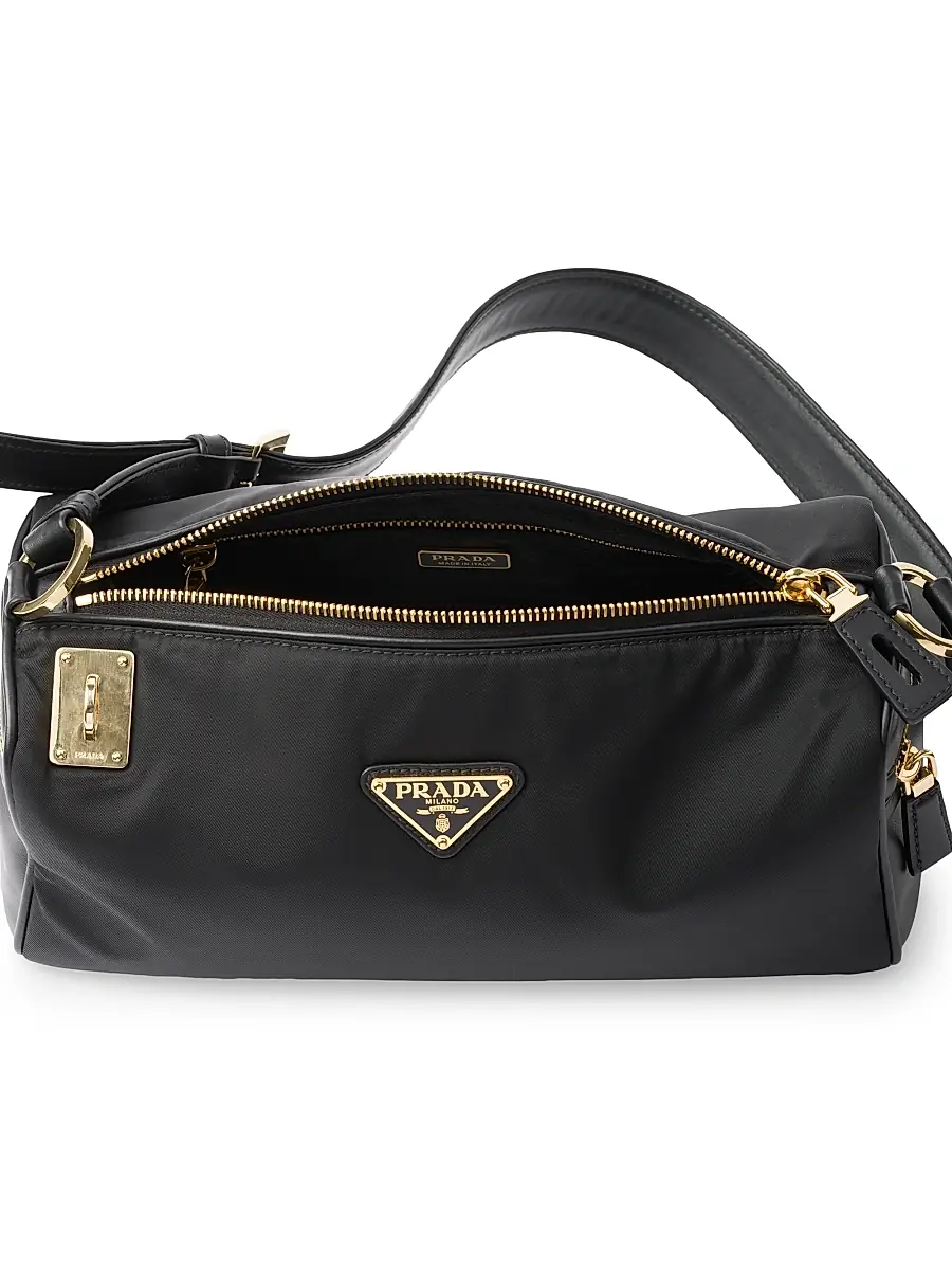 Prada Women's Re-Nylon and Leather Shoulder Bag - Black | Thumbnail 4 Prada Women's Re-Nylon and Leather Shoulder Bag - Black | Thumbnail 4