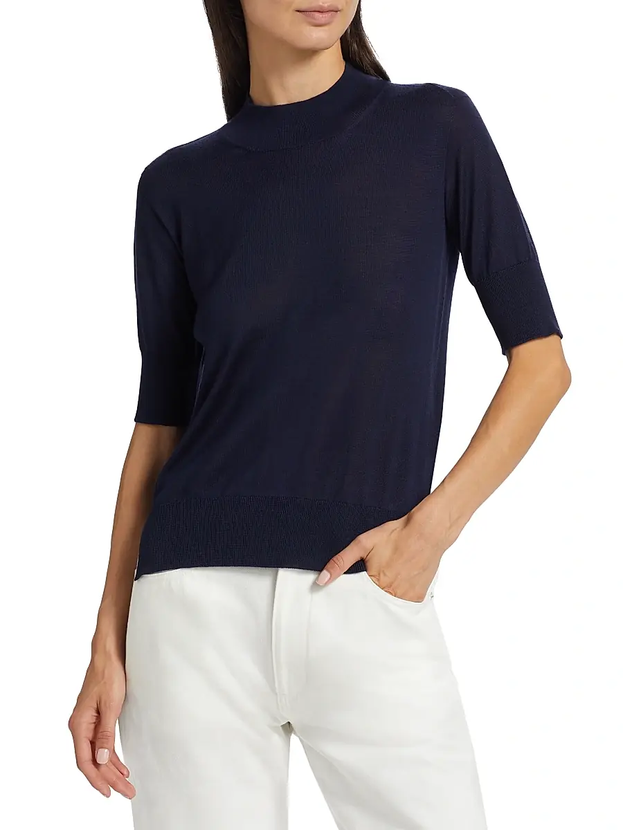 Jil Sander Women's Wool & Cashmere-Blend Rib-Knit Trim Sweater | Thumbnail 3 Jil Sander Women's Wool & Cashmere-Blend Rib-Knit Trim Sweater | Thumbnail 3