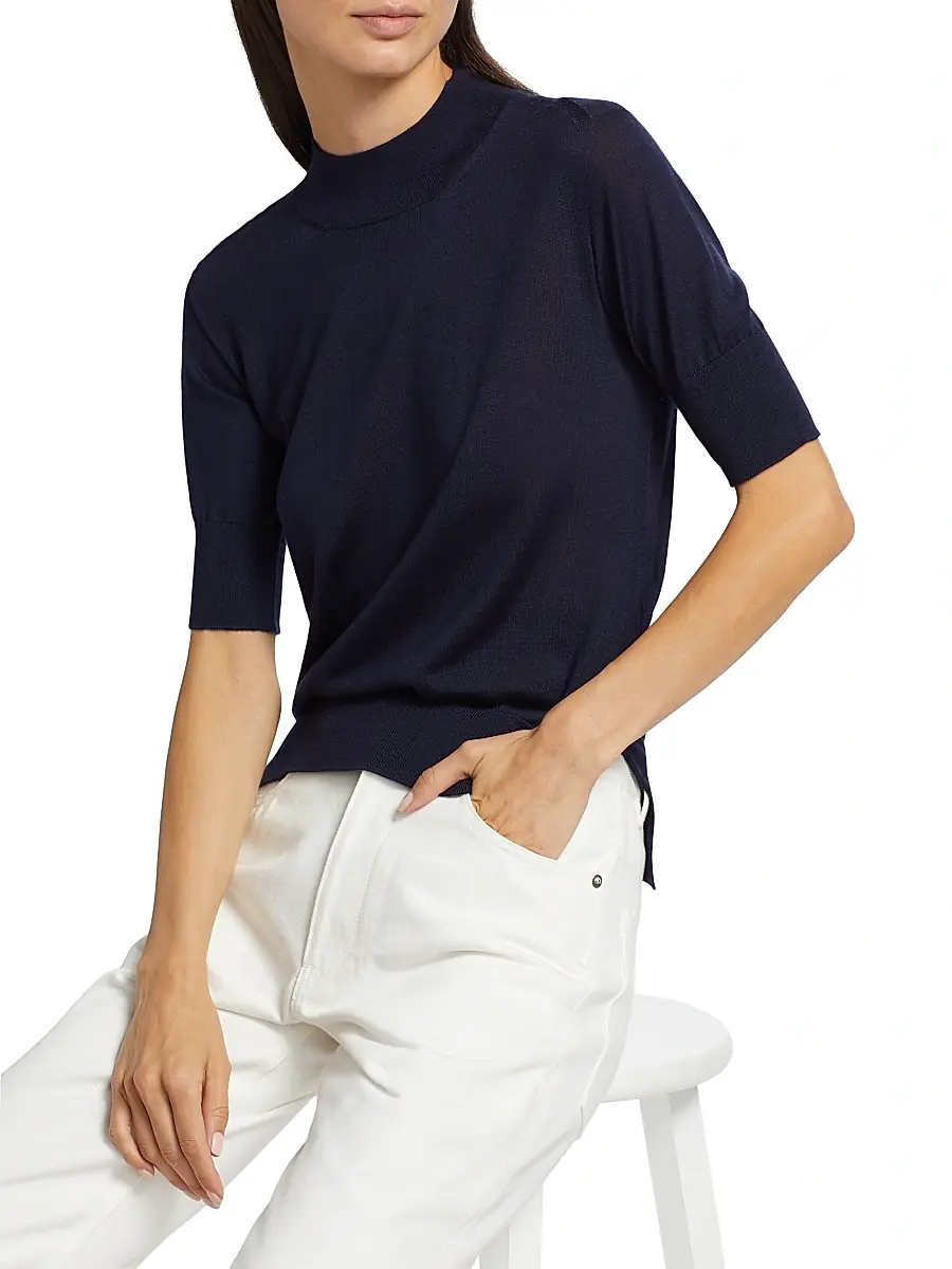 Jil Sander Women's Wool & Cashmere-Blend Rib-Knit Trim Sweater | Thumbnail 6 Jil Sander Women's Wool & Cashmere-Blend Rib-Knit Trim Sweater | Thumbnail 6