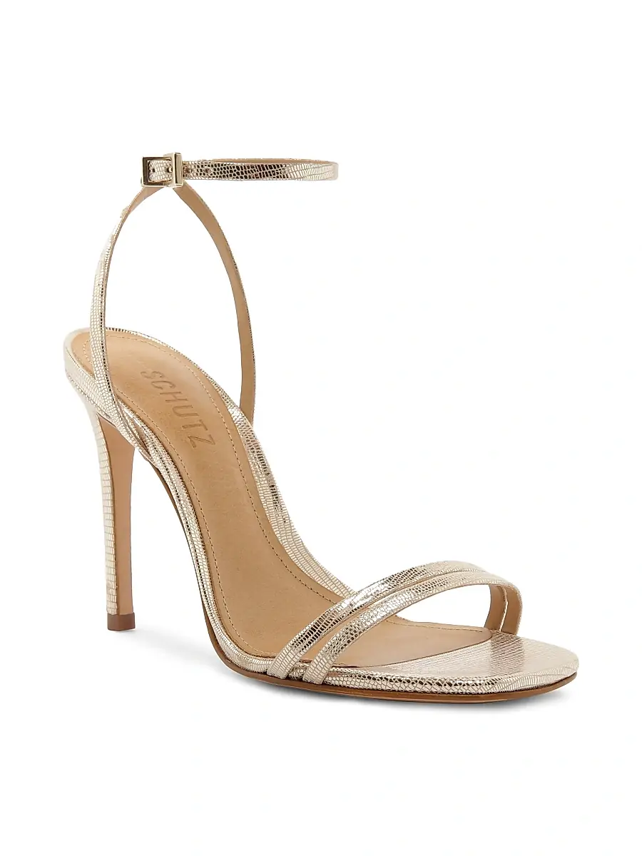 Schutz Women's Altina Metallic Embossed Leather Sandals | Thumbnail 2 Schutz Women's Altina Metallic Embossed Leather Sandals | Thumbnail 2