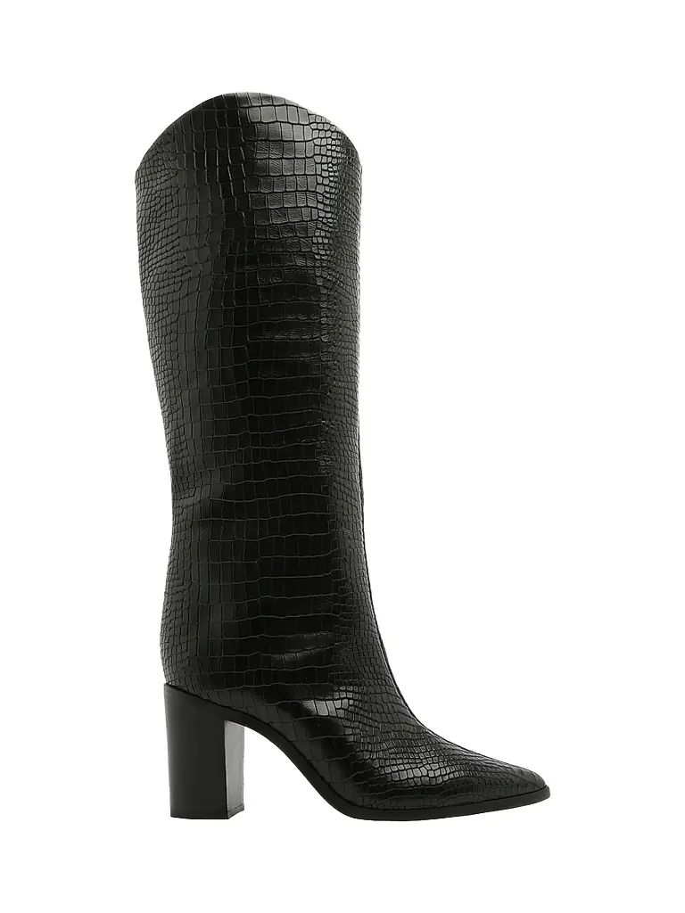Schutz Women's Analeah 85MM Croc-Embossed Leather Boots - Black Maryana | Image 1 Schutz Women's Analeah 85MM Croc-Embossed Leather Boots - Black Maryana | Image 1