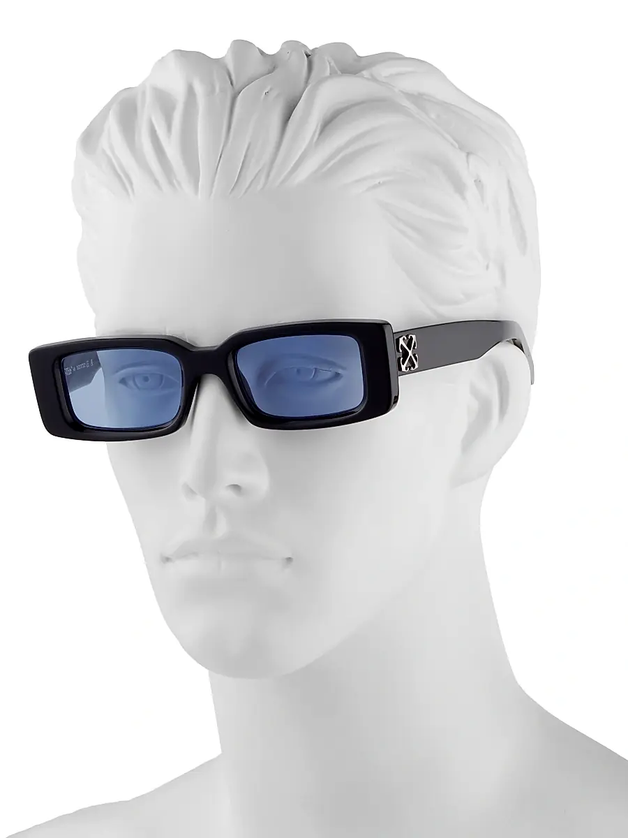 Off-White Men's Arthur 50MM Rectangular Sunglasses - Black Light Blue | Thumbnail 4
