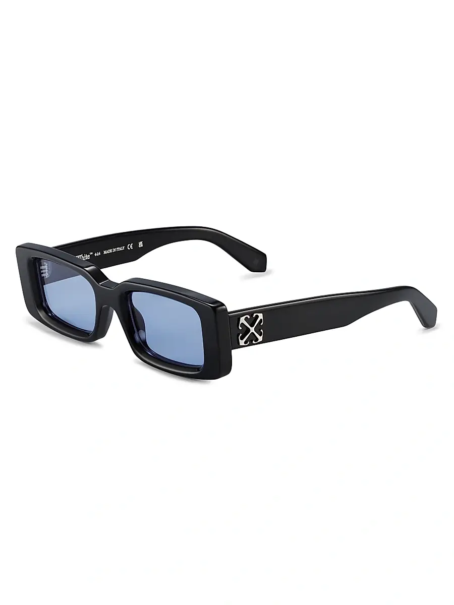 Off-White Men's Arthur 50MM Rectangular Sunglasses - Black Light Blue | Image 1 Off-White Men's Arthur 50MM Rectangular Sunglasses - Black Light Blue | Image 1