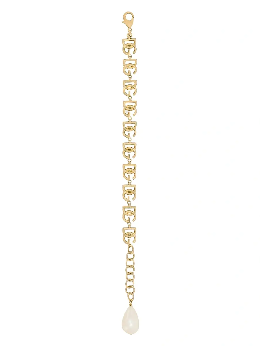Dolce & Gabbana Women's DG Logo Goldtone & Baroque Imitation Pearl Bracelet - Yellow Gold | Thumbnail 2