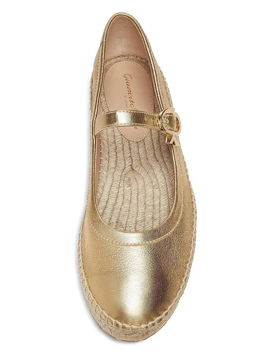 Gianvito Rossi Women's Metallic Leather Ribbon-Buckle Ballerina Flats - Mekong | Thumbnail 4 Gianvito Rossi Women's Metallic Leather Ribbon-Buckle Ballerina Flats - Mekong | Thumbnail 4