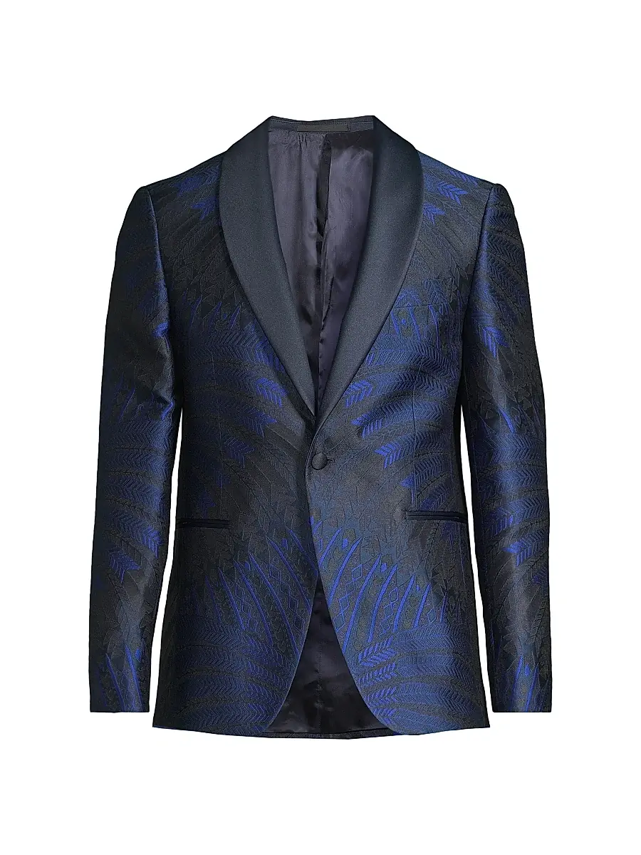 Pal Zileri Men's Leaf Silk-Blend One-Button Dinner Jacket - Navy Multi | Image 1 Pal Zileri Men's Leaf Silk-Blend One-Button Dinner Jacket - Navy Multi | Image 1
