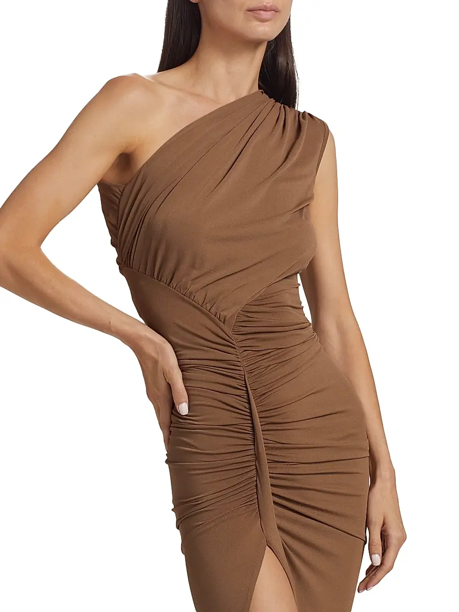 Rick Owens Women's Abito Avra Ruched One-Shoulder Gown - Tan | Thumbnail 6 Rick Owens Women's Abito Avra Ruched One-Shoulder Gown - Tan | Thumbnail 6