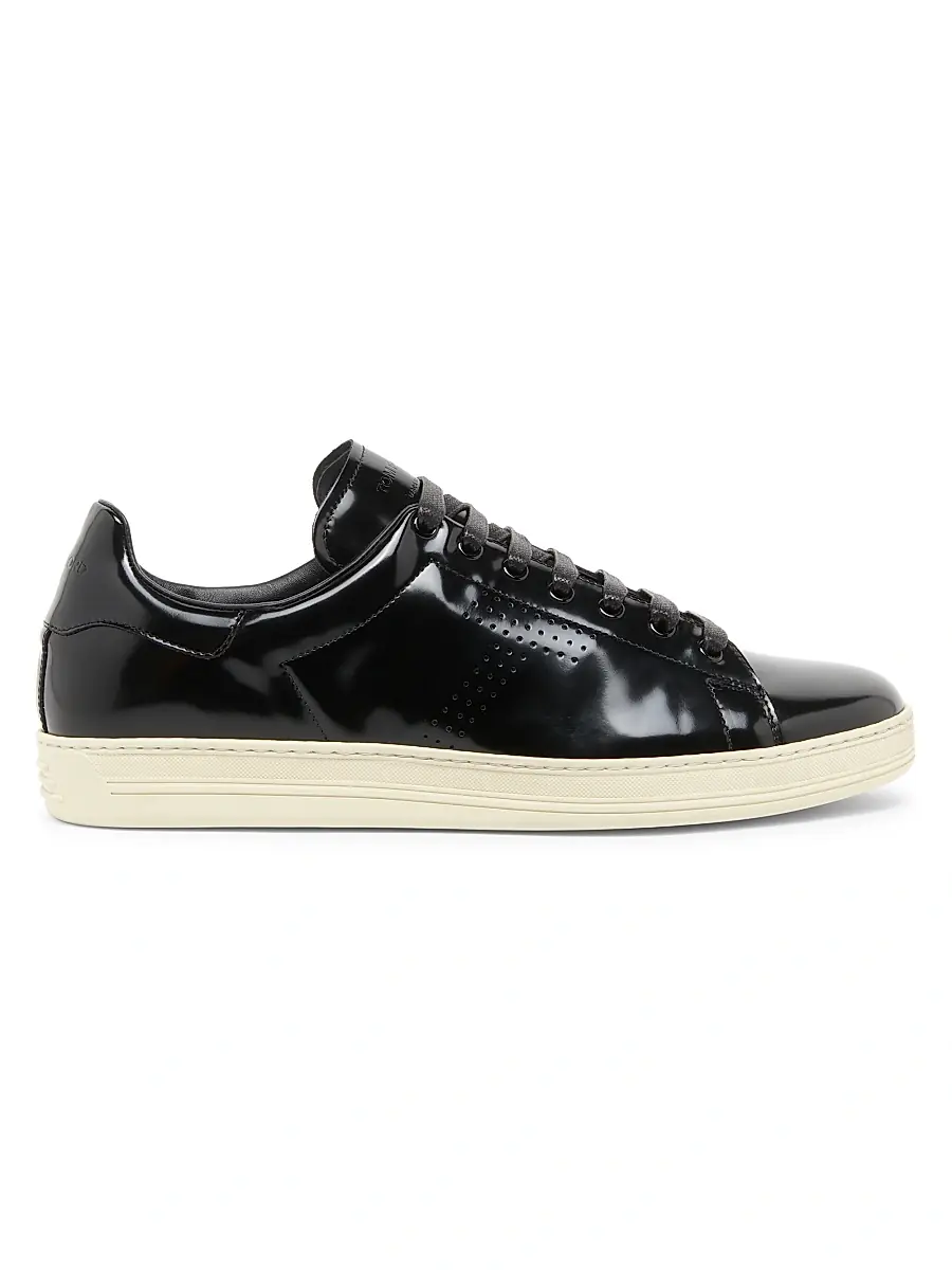 Tom Ford Men's Patent Leather Low-Top Sneakers - Black Cream | Image 1 Tom Ford Men's Patent Leather Low-Top Sneakers - Black Cream | Image 1