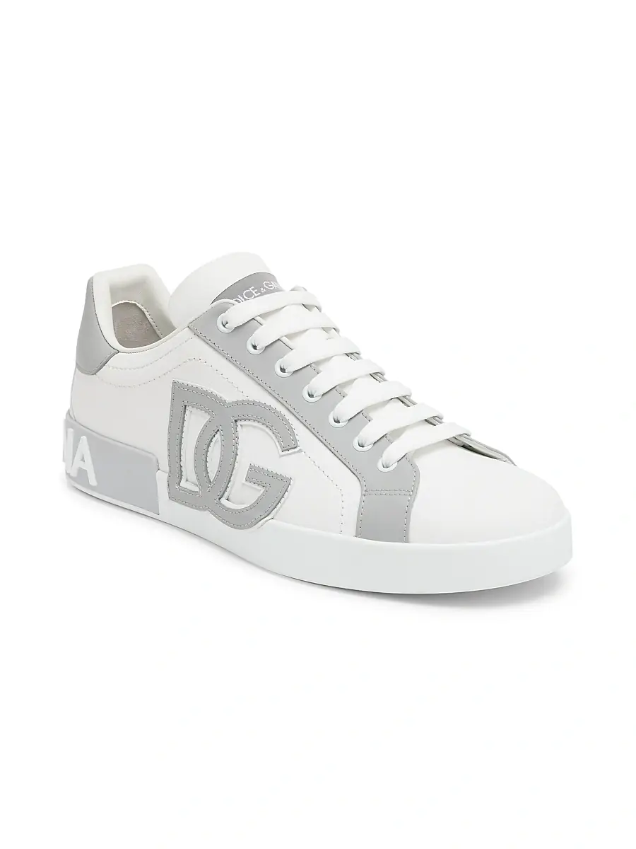 Dolce & Gabbana Men's Portofino Lace-Up Sneakers - White Grey | Thumbnail 2