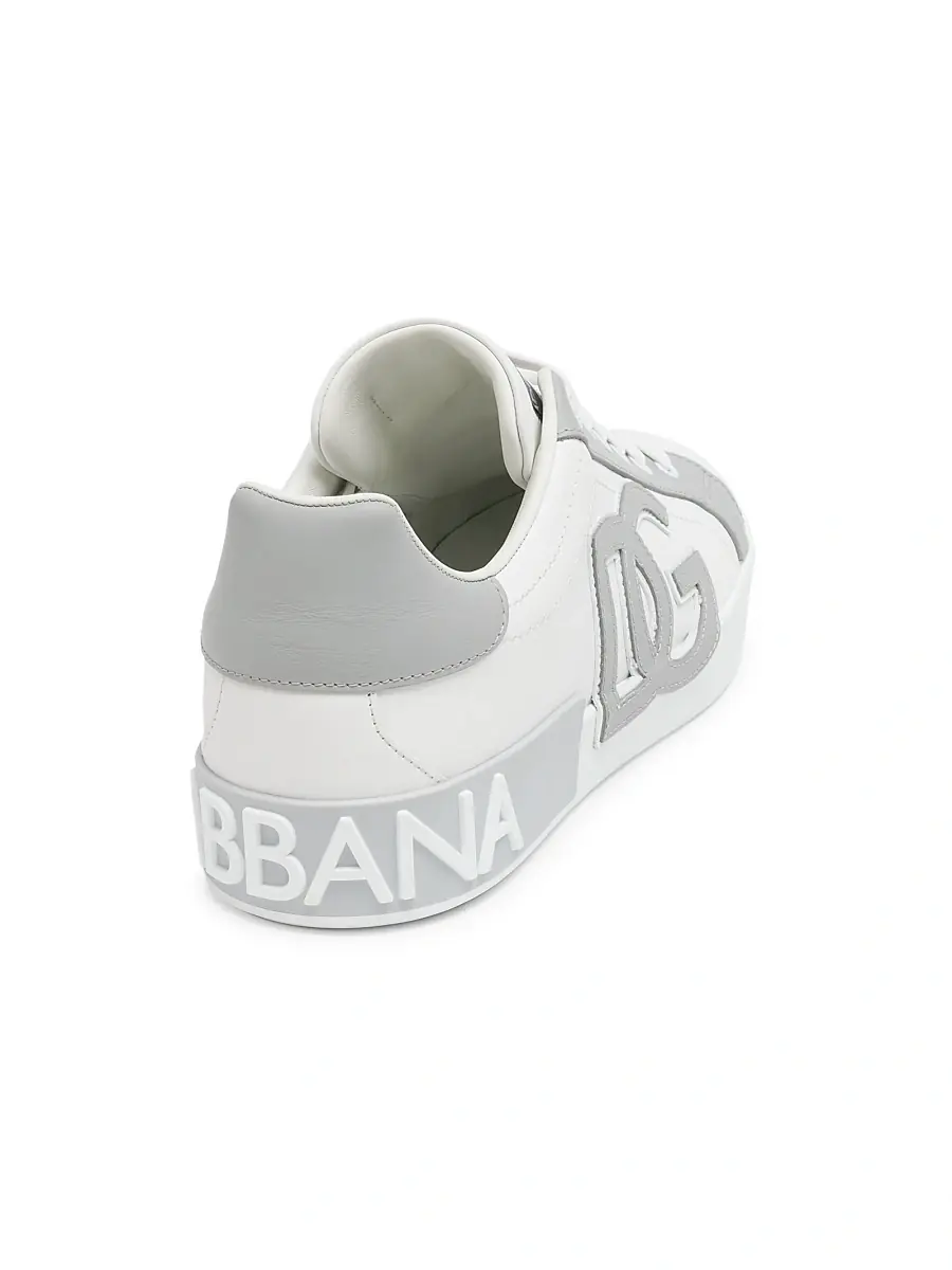 Dolce & Gabbana Men's Portofino Lace-Up Sneakers - White Grey | Thumbnail 3